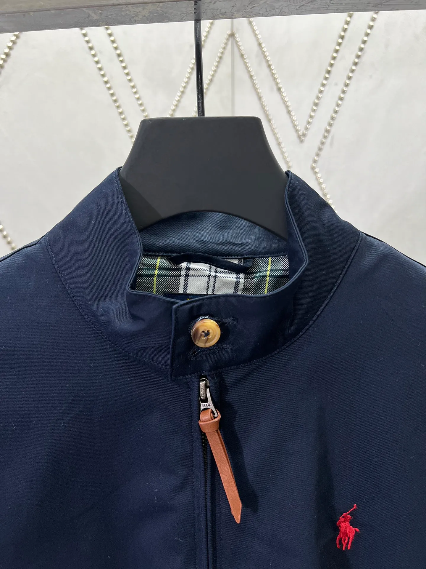 P550 Polo 25ss new solid color stand collar zipper long sleeve jacket men's navy blue code number: S.M.L.XL.XXL.